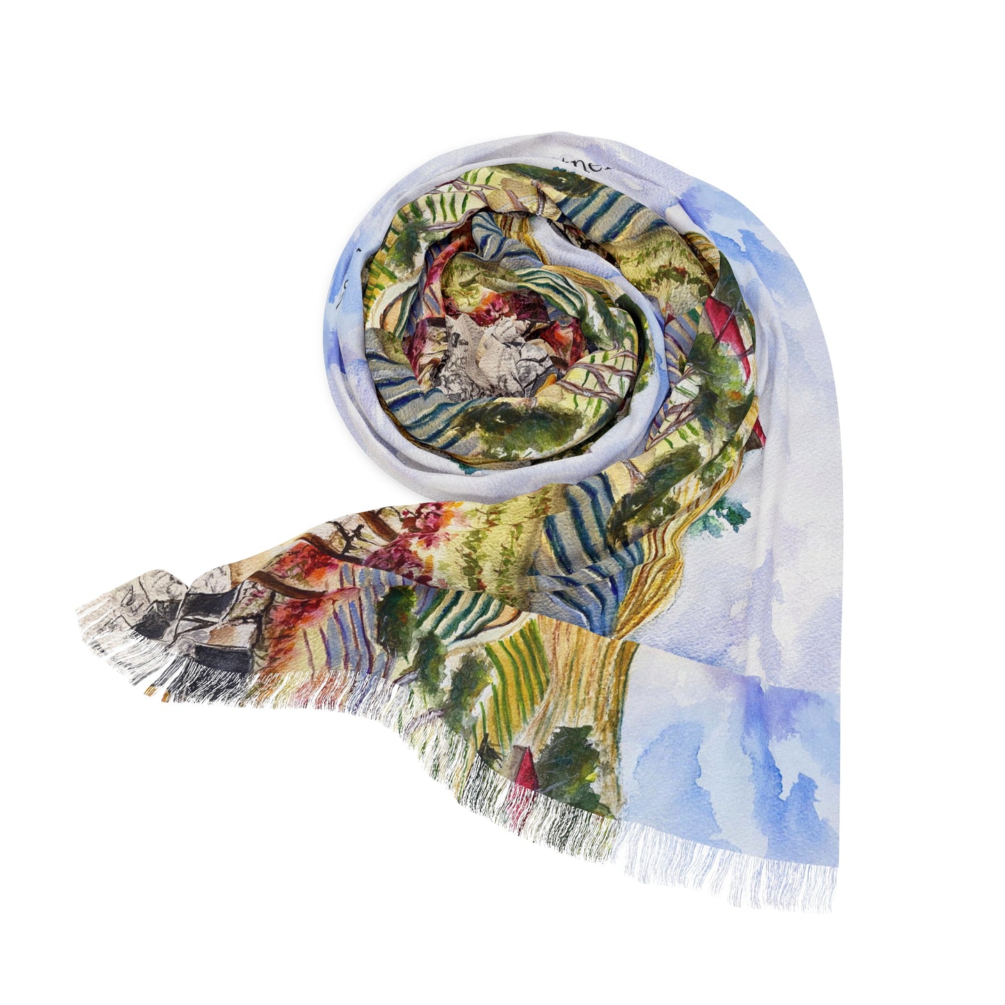 Colorful Scarf — Artistic Lightweight Neck Wrap- View from the Patio at GBV