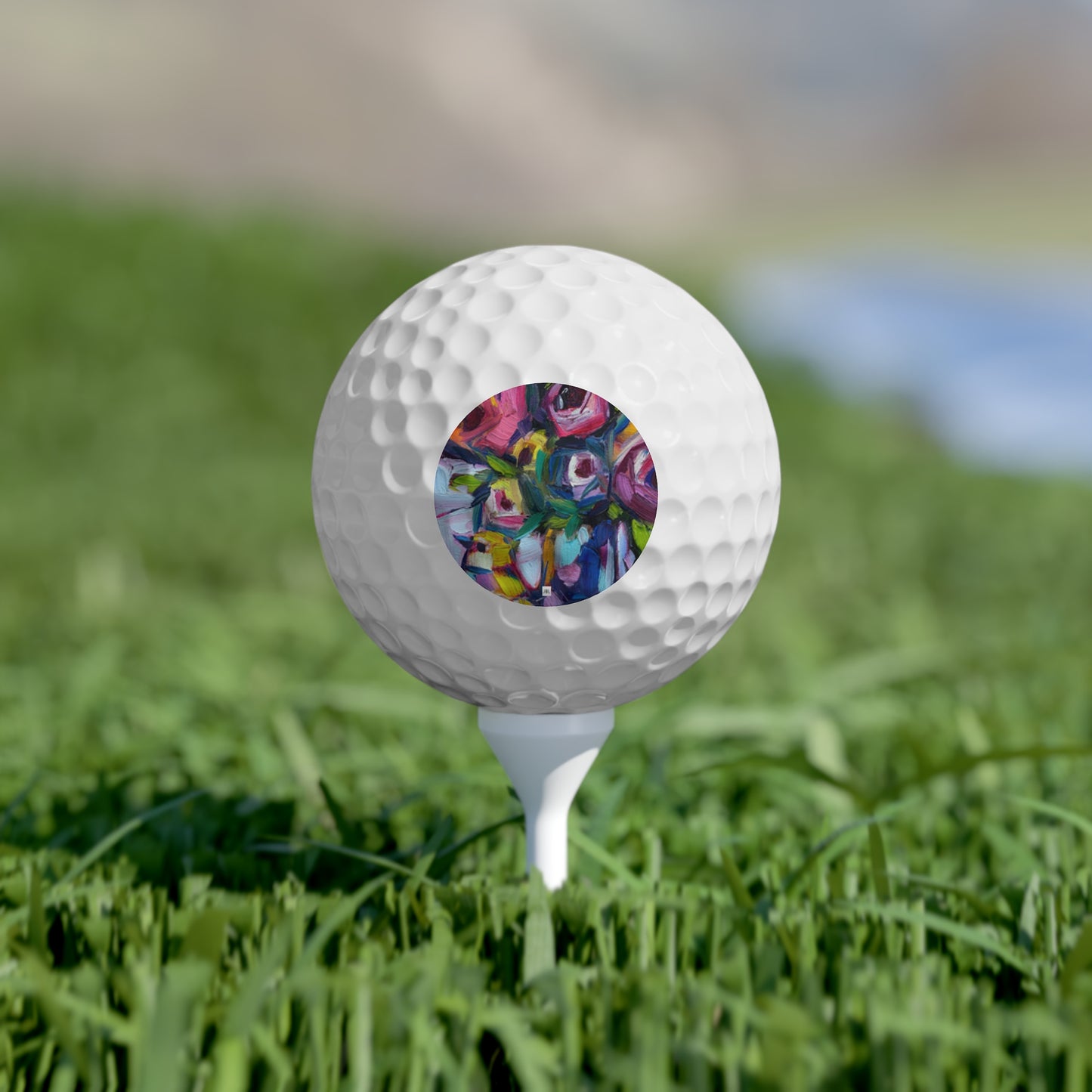 Golf Balls, 6pcs-Abstract Roses and Tit Bird