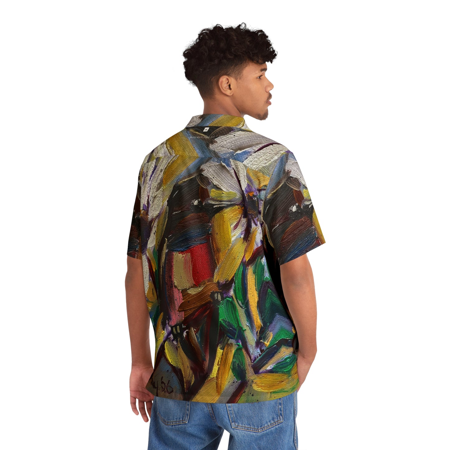 Men's Hawaiian Shirt- Stained Glass House Finch