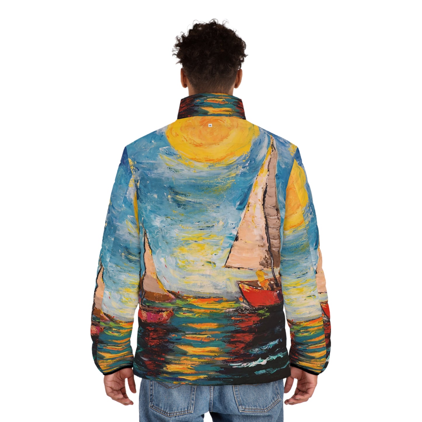 Men's Puffer Jacket - Roxy Rich Art, Unique Bright Colors-Sunny Sails