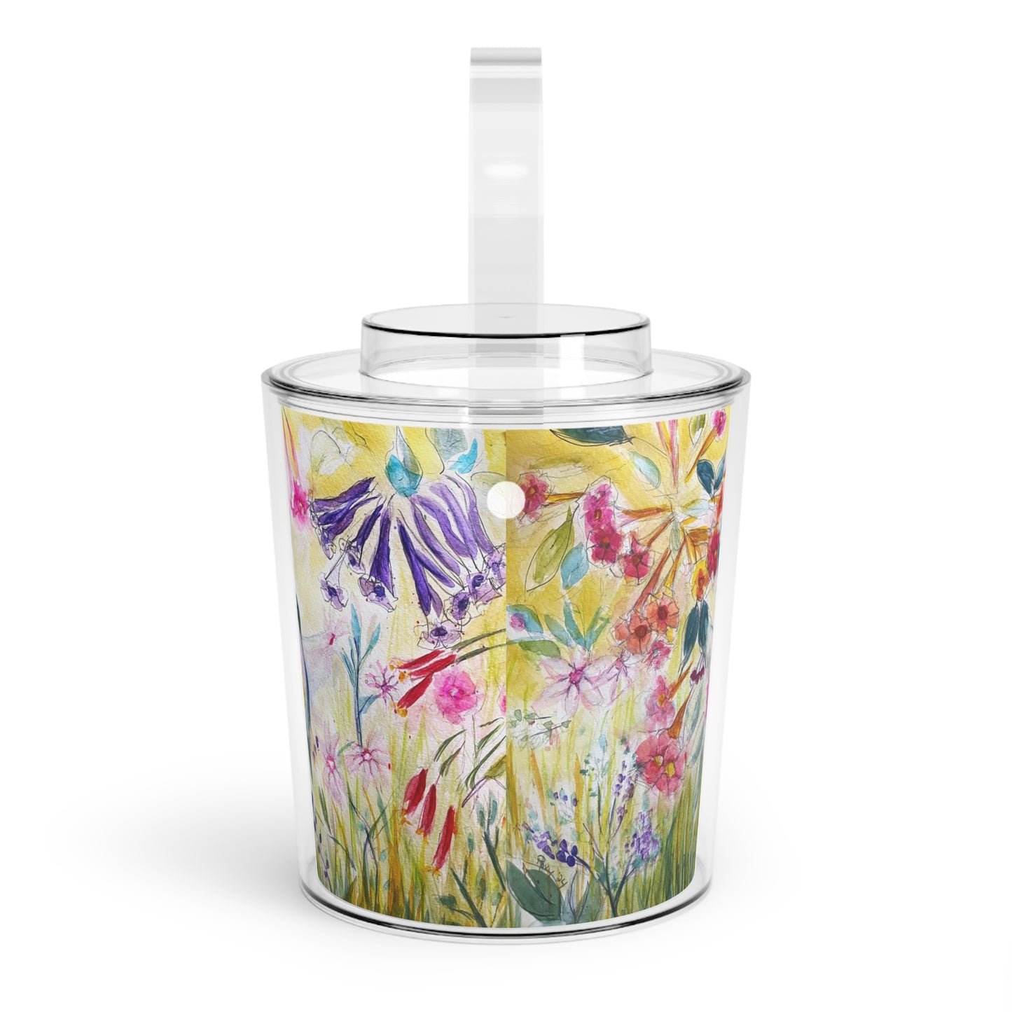 Colibri dans un seau à glace de jardin de fleurs en tube