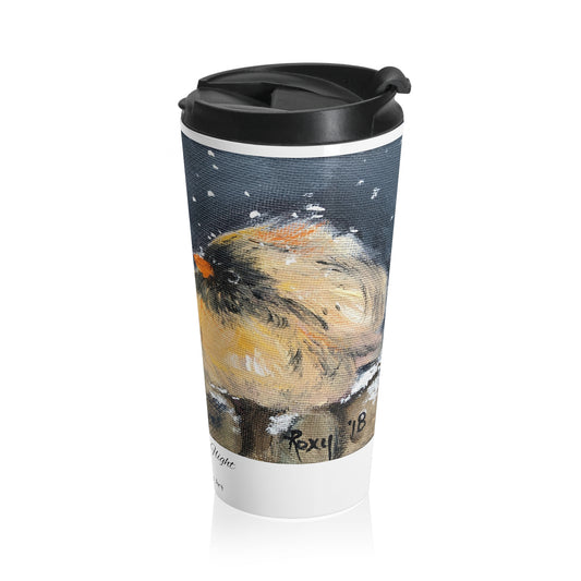Love at First Flight Male and Female Cardinals Winter Stainless Steel Travel Mug
