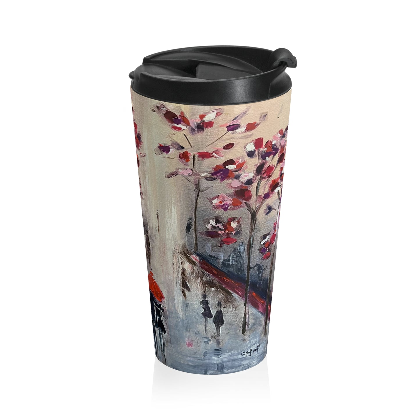 "That's How We Stroll" Strolling in Paris Romantic Stainless Steel Travel Mug