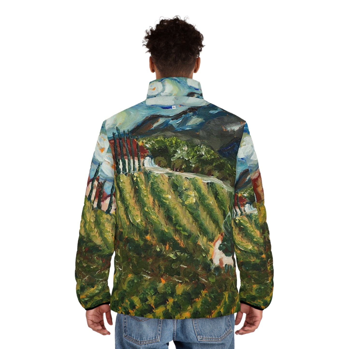 Men's Puffer Jacket - Roxy Rich Art, Unique Bright Colors-Avensole Vineyard