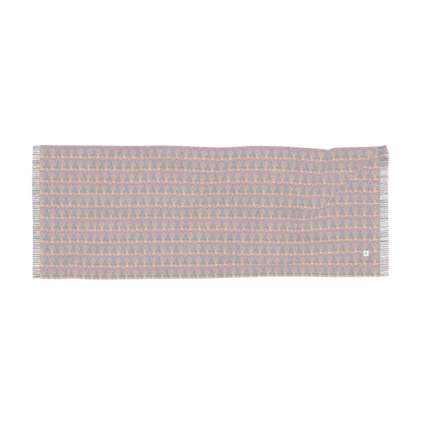 Autumn Coral Rose Scarf — Elegant Fall Floral Wrap
