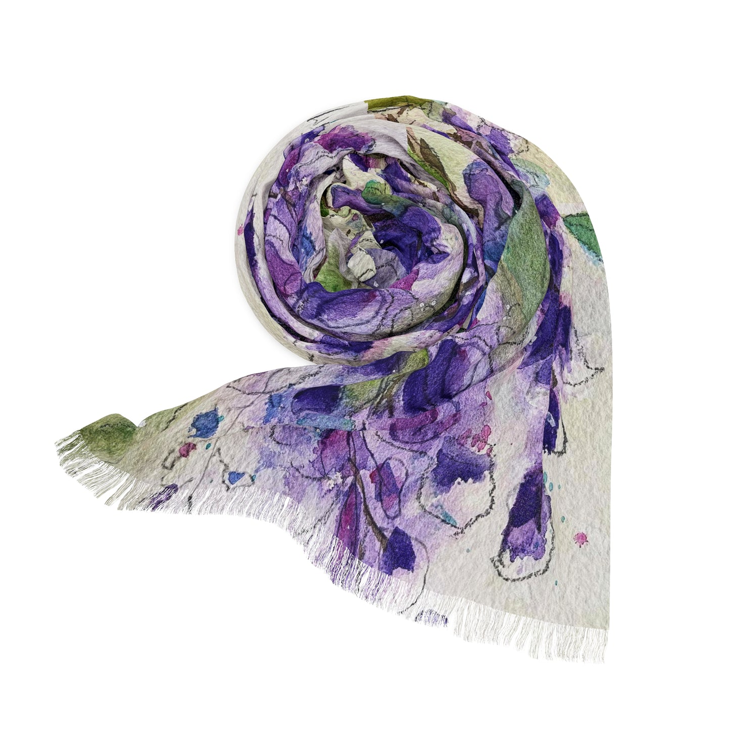 Colorful Scarf — Artistic Lightweight Neck Wrap- Purple Wisteria