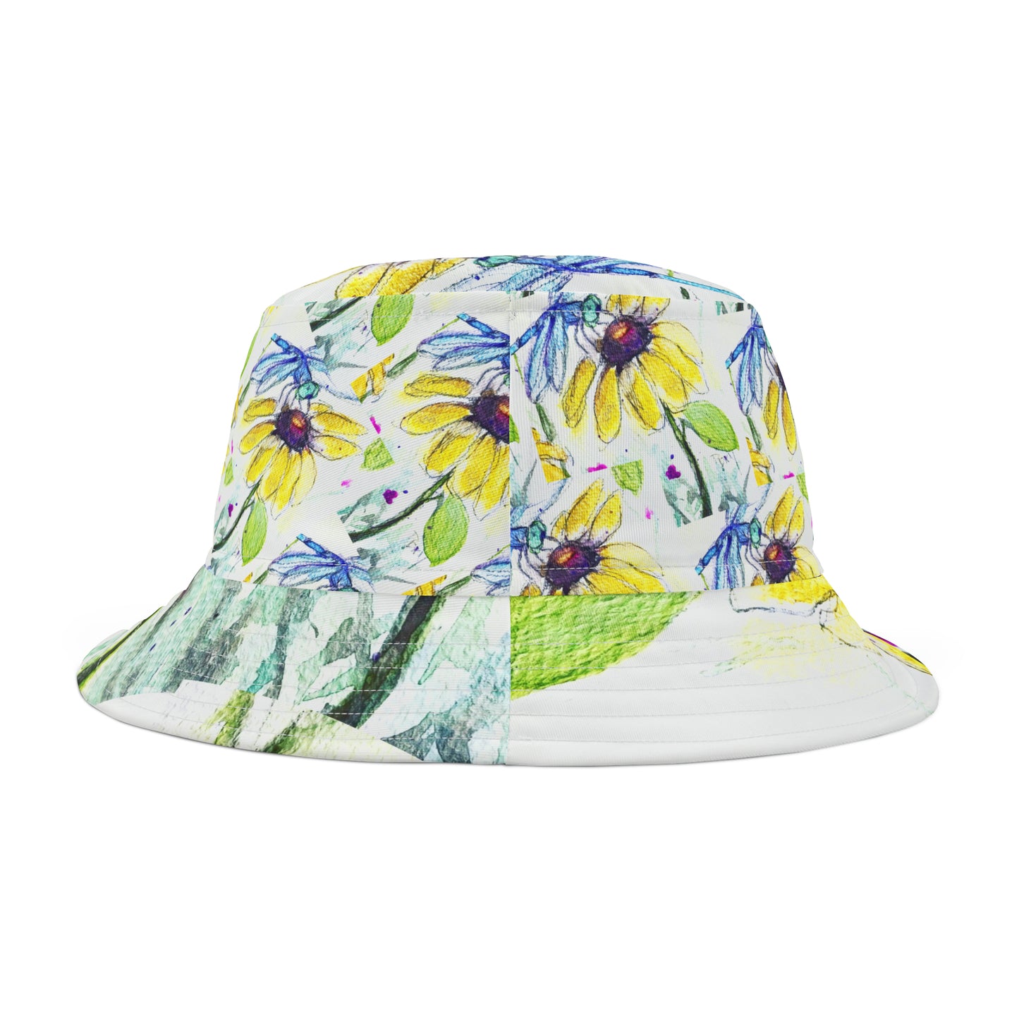 Blue Dragonfly on a Coneflower Bucket Hat