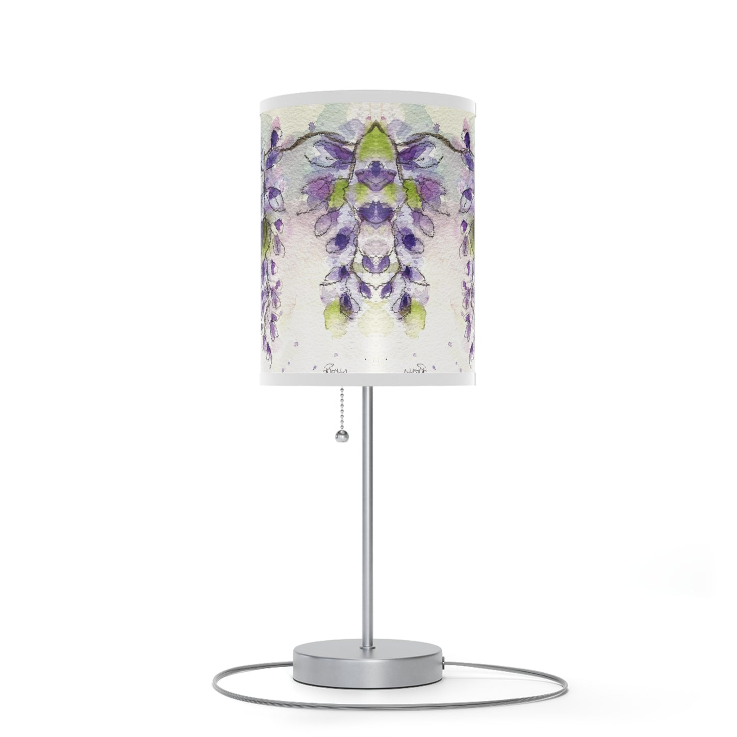 Lámpara de glicina de acuarela floral suelta en un soporte, enchufe EE. UU./CA