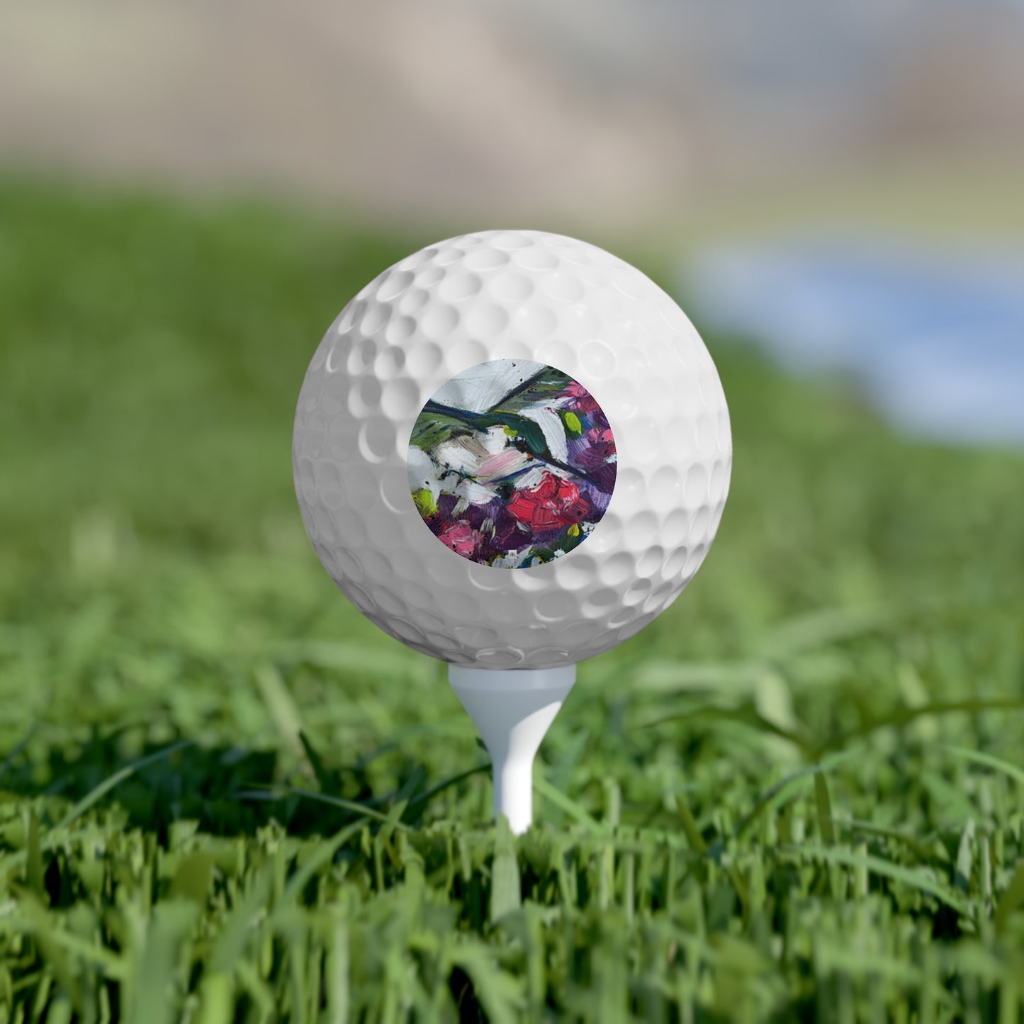 Golf Balls, 6pcs-Floating on Flowers-Hummingbird
