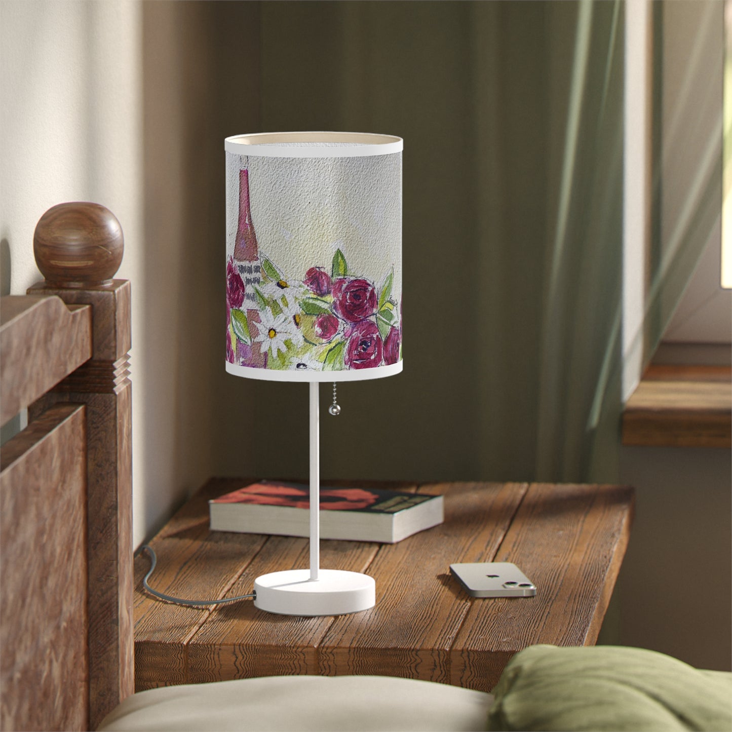 Lamp on a Stand, US|CA plug-Rose Wine and Roses