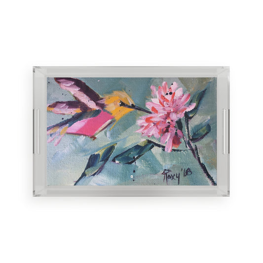 Pink Hummingbird Acrylic Tray