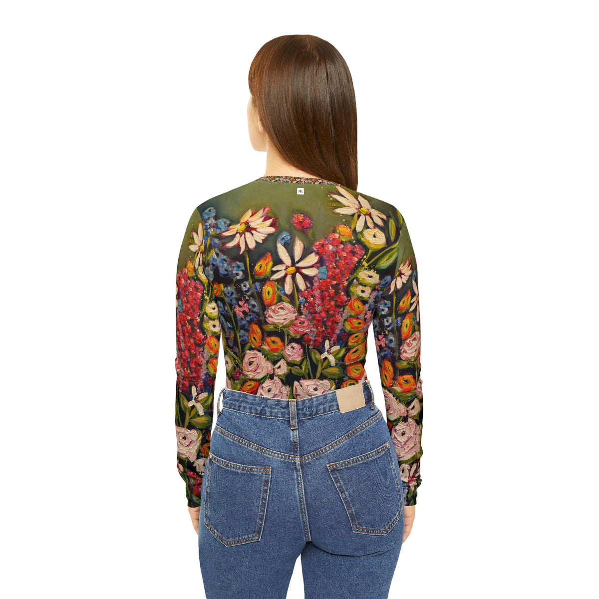Women's Long Sleeve V-neck Shirt -Moonlight Meadow