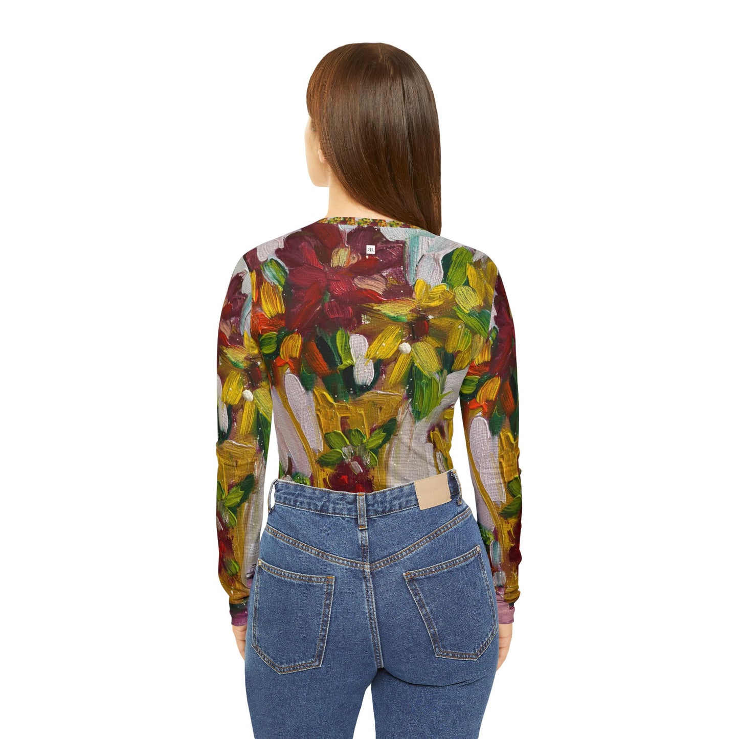 Women's Long Sleeve V-neck Shirt -Petals on my Patio