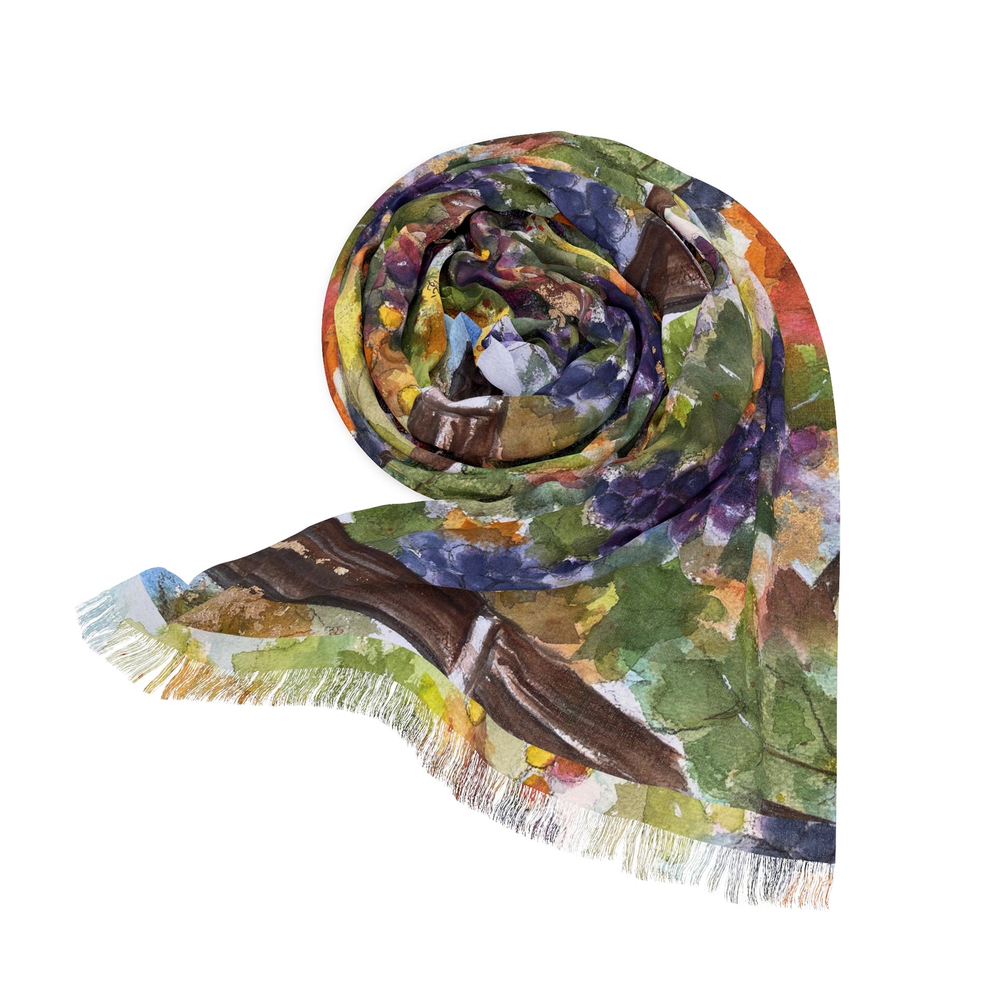 Colorful Scarf — Artistic Lightweight Neck Wrap- Plump Grapes