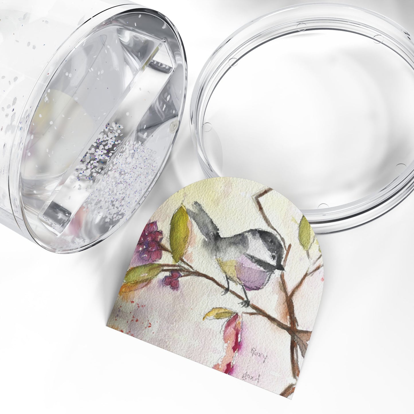 Snow Globe - Chickadee in a Berry Tree