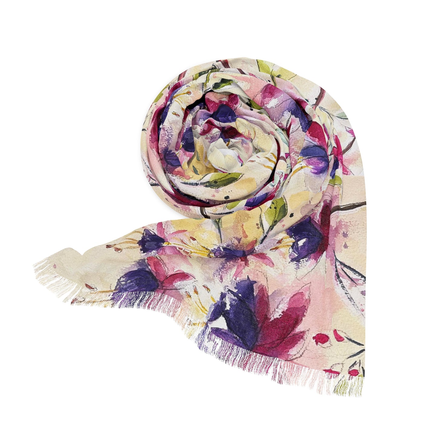 Colorful Scarf — Artistic Lightweight Neck Wrap- Fluffy Fuchsias