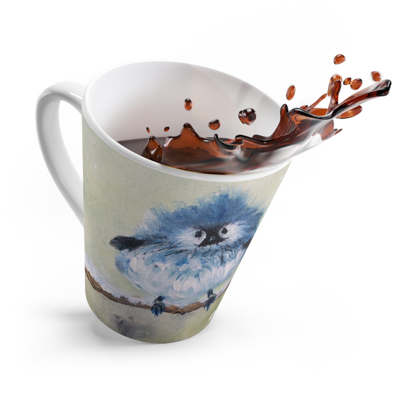 Mug - Fluffy Fat Mountain Bluebird perched on a Snowy Branch-Made in and Ships from USA