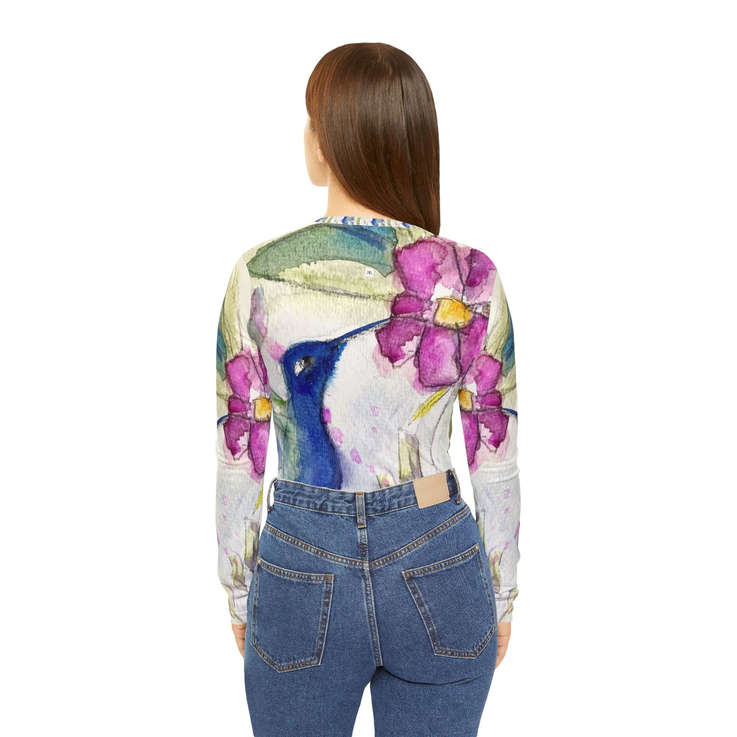 Long Sleeve Shirt- Hummingbird in Spring- V-neck Women's