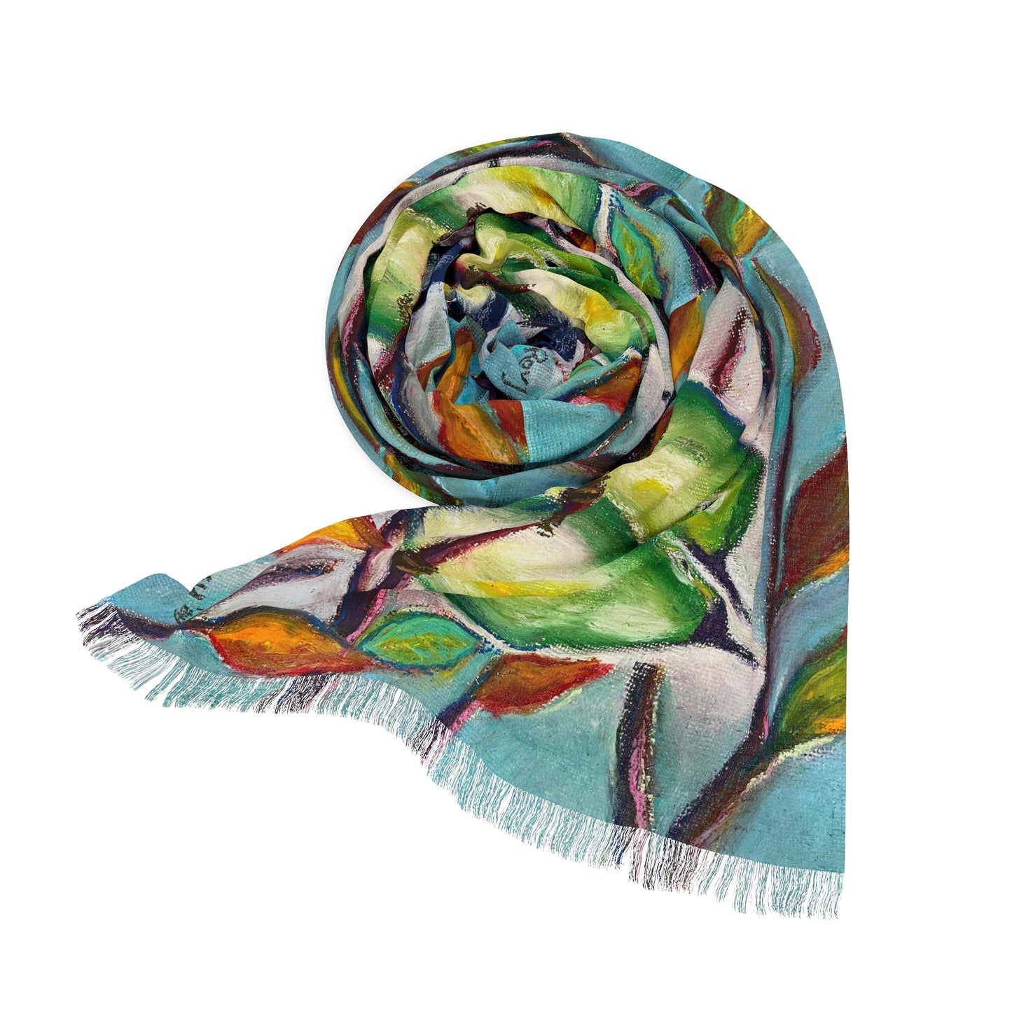 Colorful Scarf — Artistic Lightweight Neck Wrap- Cuddling Warblers