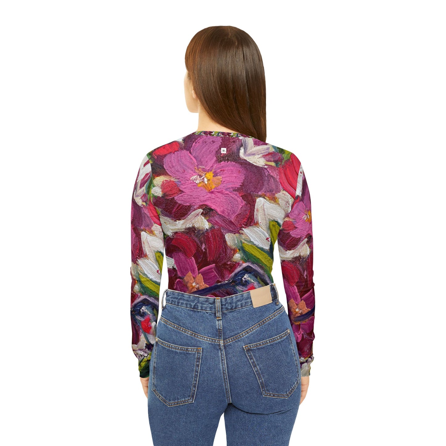 Women's Long Sleeve V-neck Shirt -Fleeting Beauty=Hummingbird with Oleander Blooms