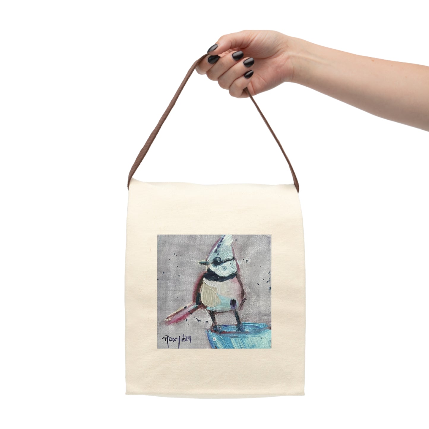 Adorable Crested Tit Bird Canvas Lunch Bag With Strap