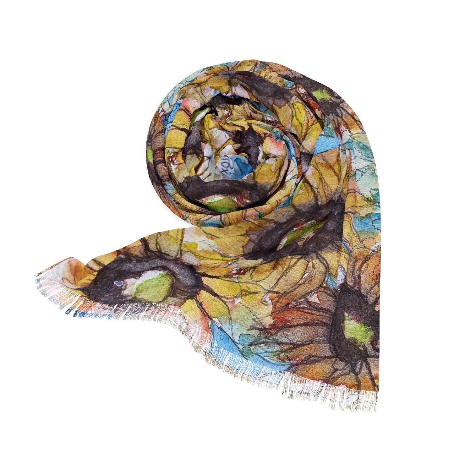 Colorful Scarf — Artistic Lightweight Neck Wrap- Sunflowers