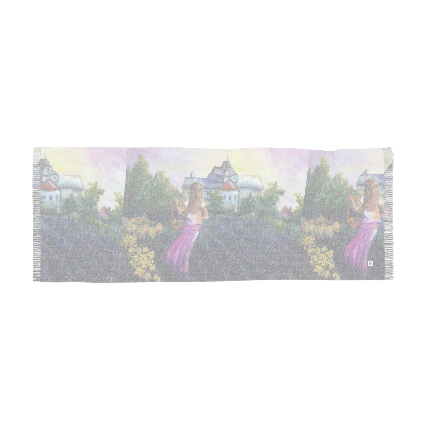 Colorful Scarf — Artistic Lightweight Neck Wrap- Girl in a Lavender Field