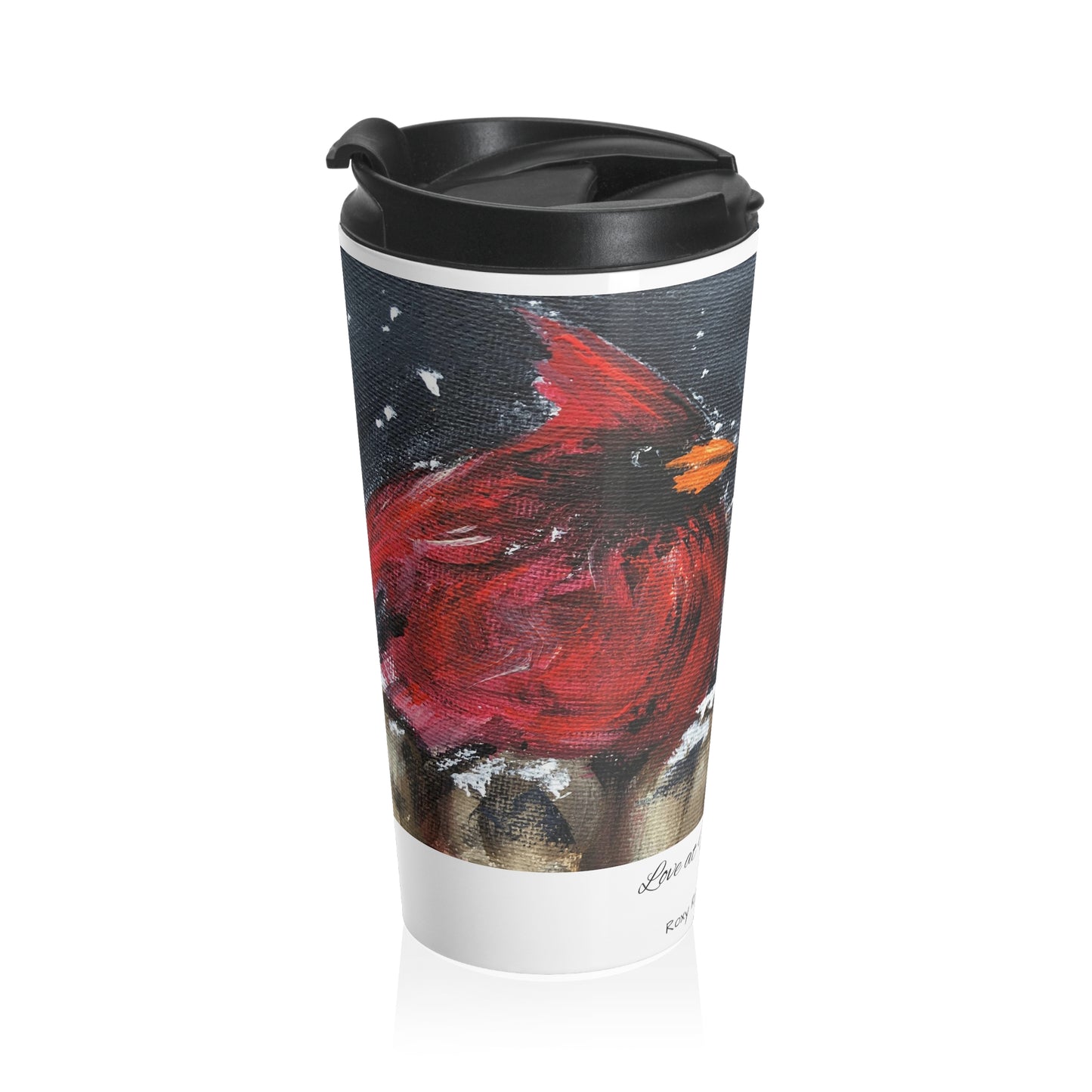 Amour au premier vol Cardinals masculins et féminins Hiver Tasse de voyage en acier inoxydable