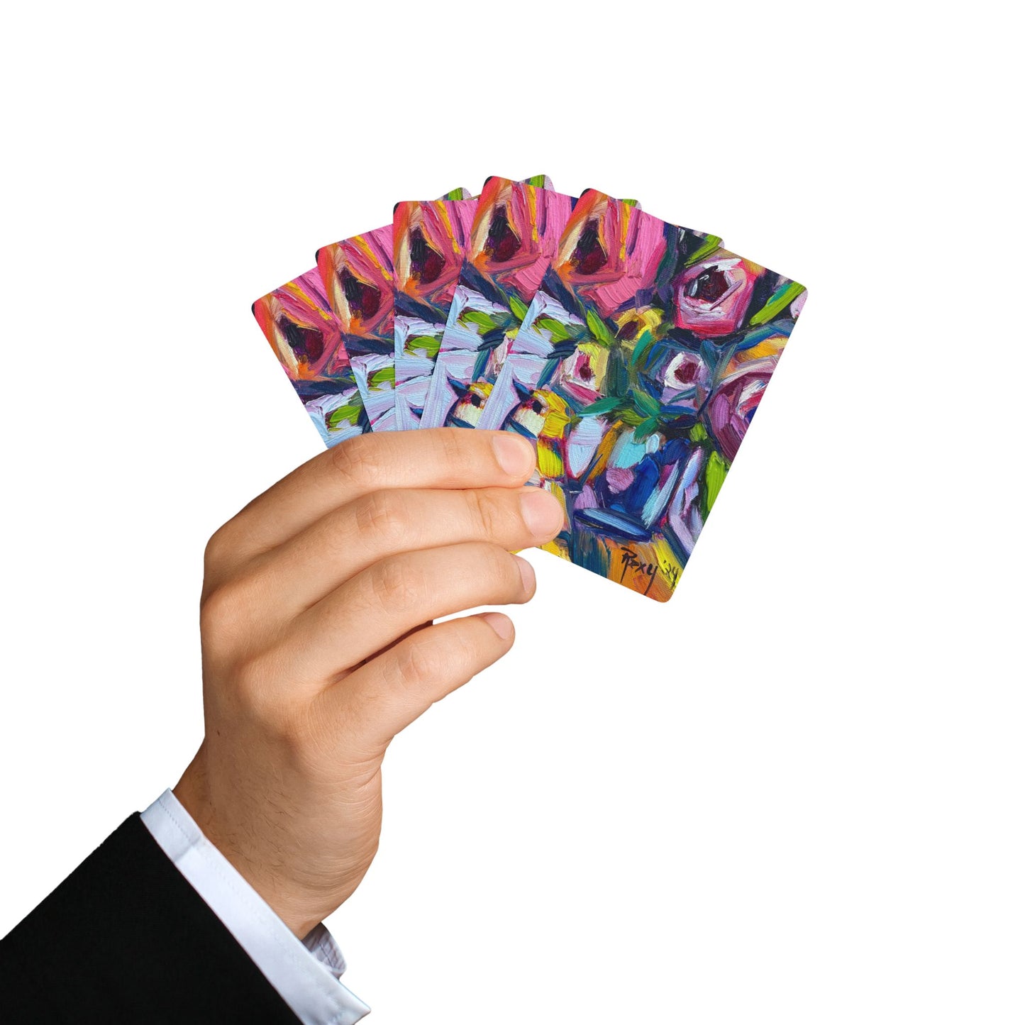 Playing Cards-Abstract Roses and tit Bird