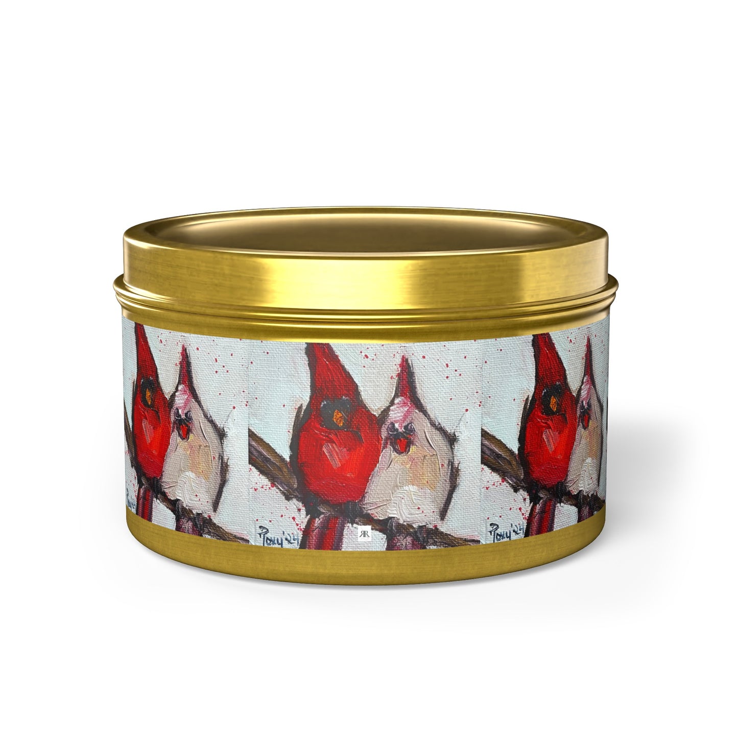 Cute Couple Cardinals Tin Candle
