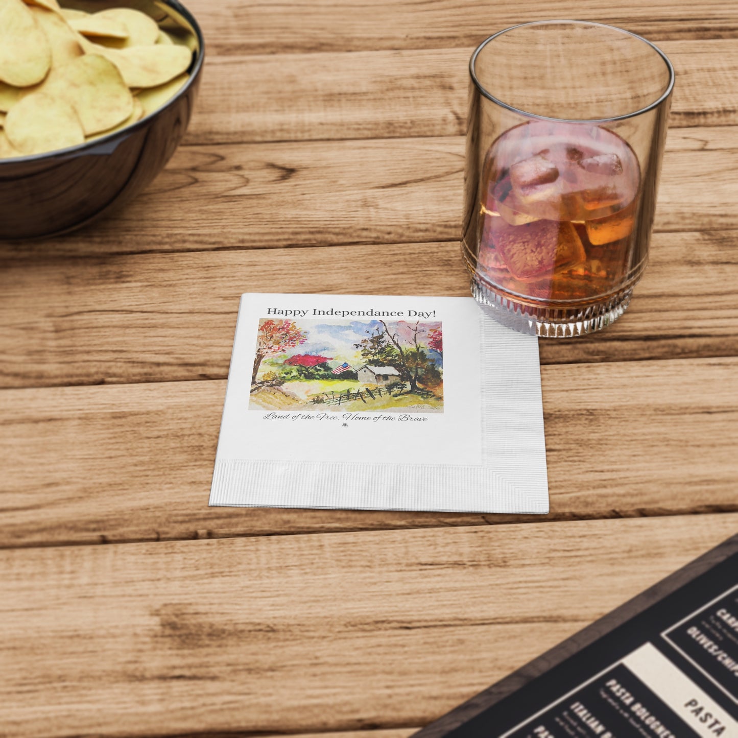 Feliz Día de la Independencia - Servilletas acuñadas blancas