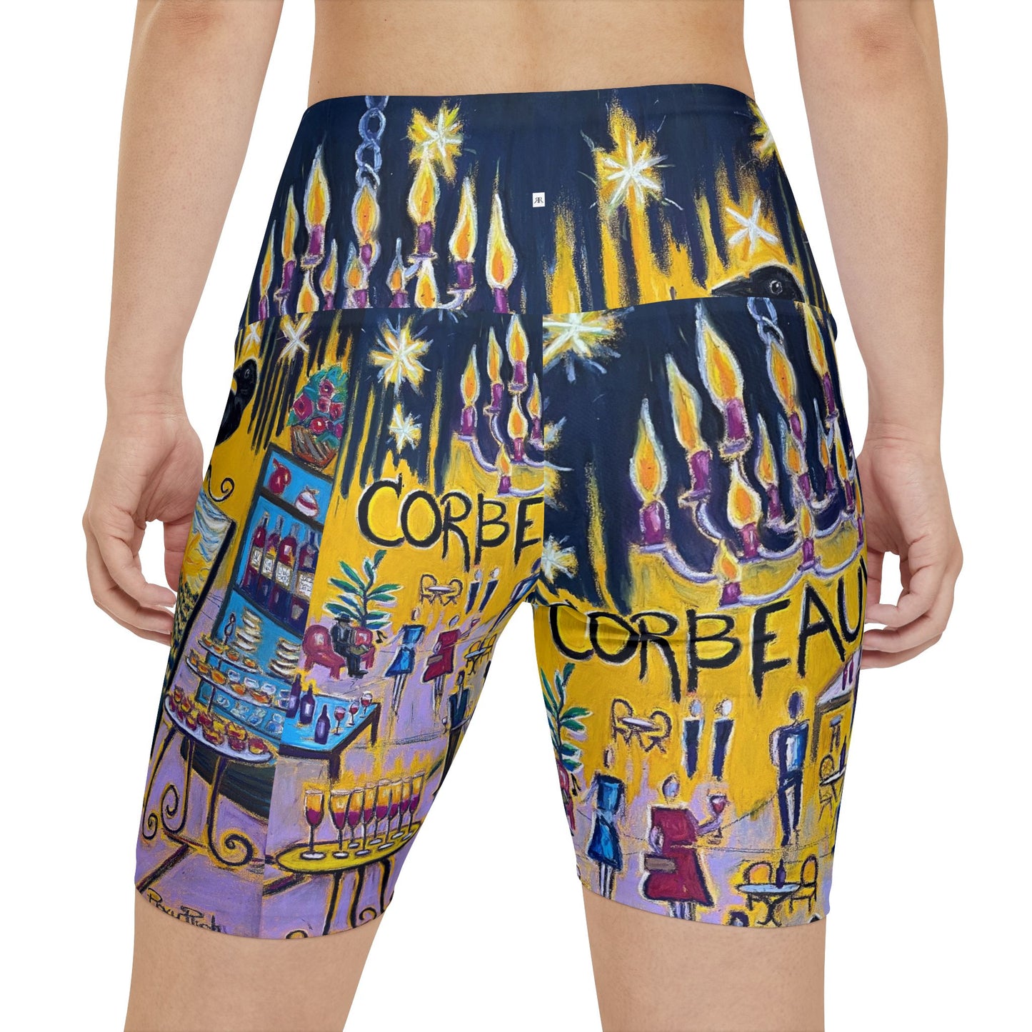 Women's Workout Shorts - Corbeaux- Wine and Art After Dark