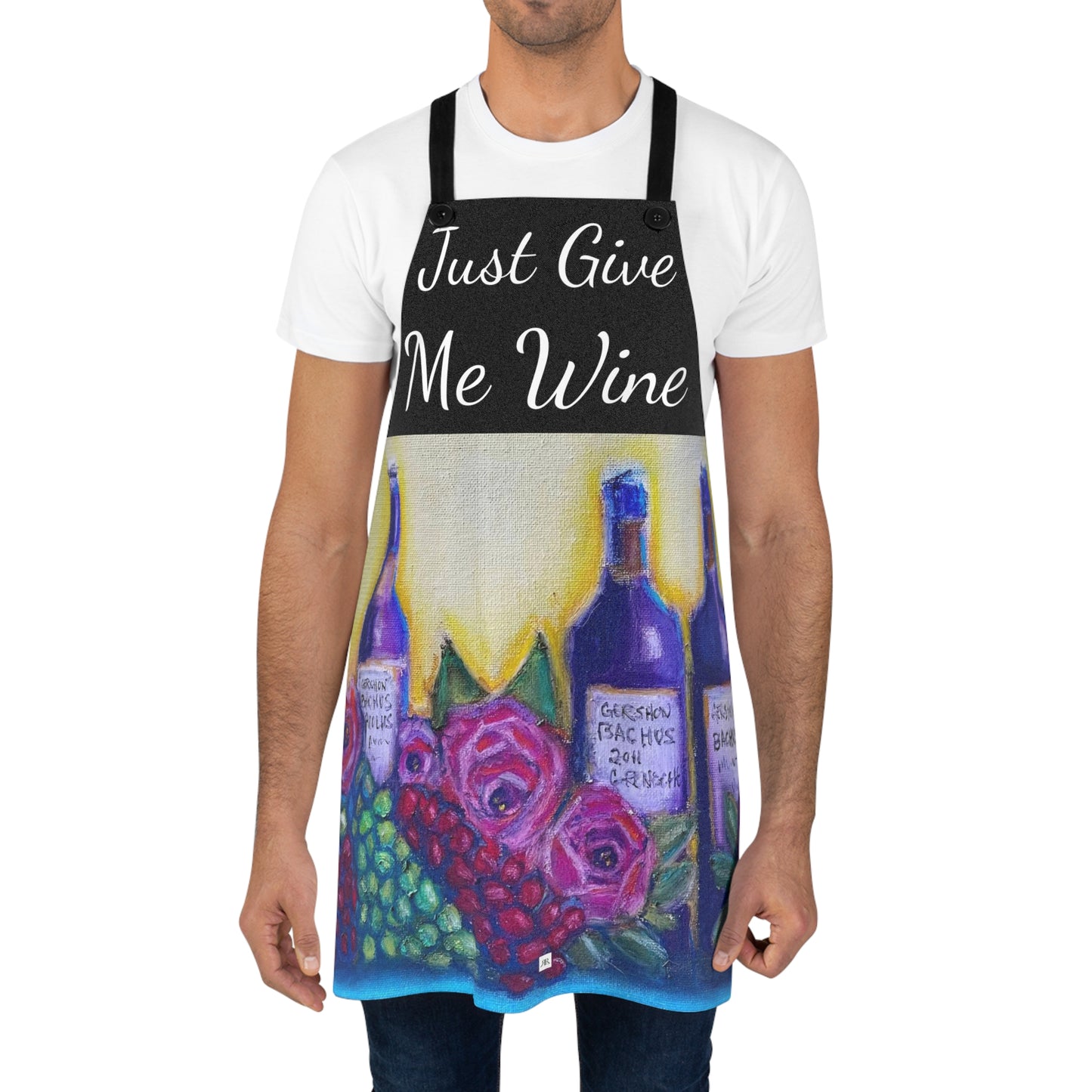 Just Give Me Wine Black Kitchen Apron -GBV Wine and Roses
