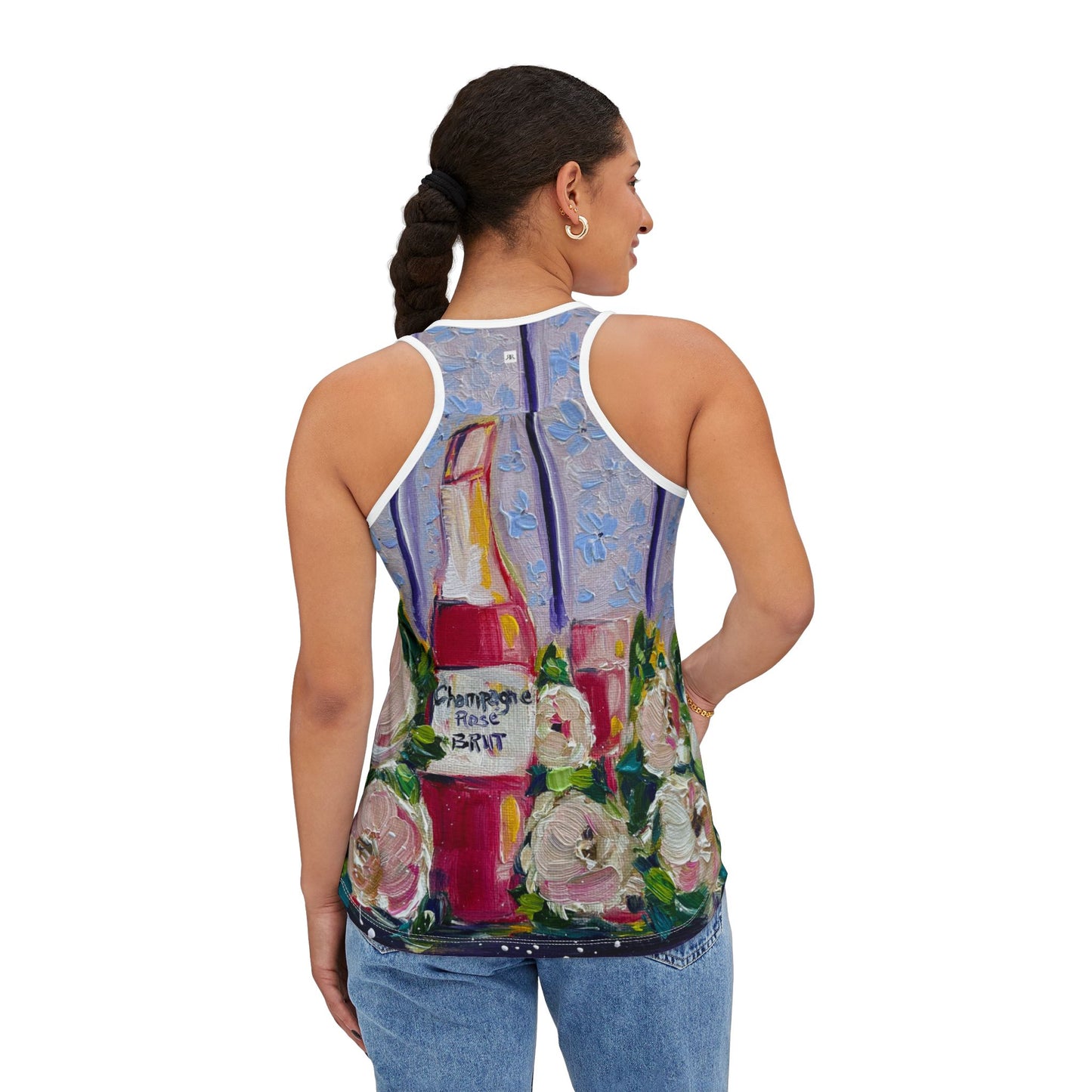 Women's Racerback Tank Top-Pink Champagne and Peonies
