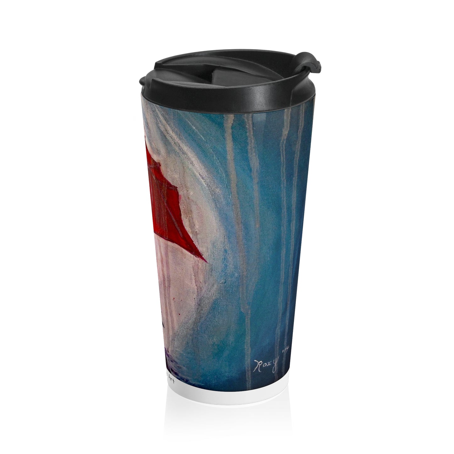 Taza de viaje romántica de acero inoxidable Besándose bajo la lluvia