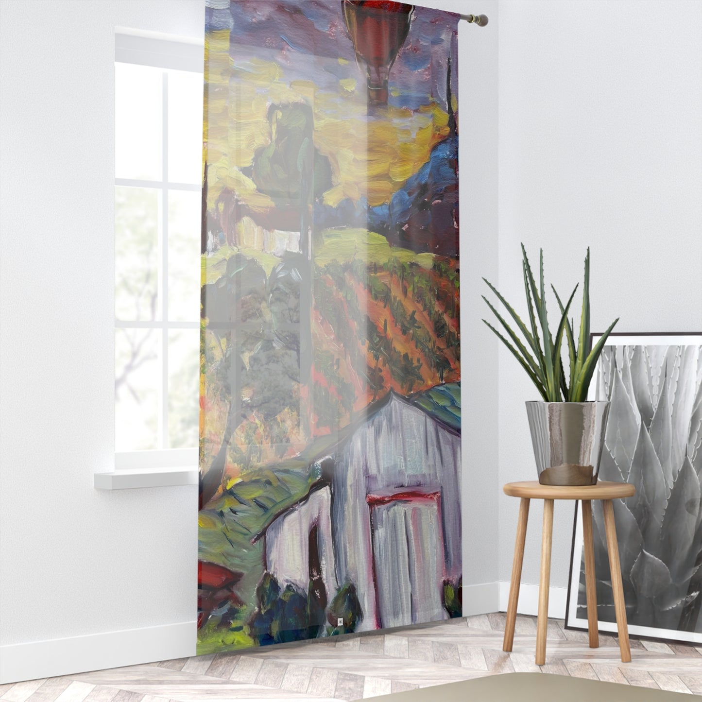 Ultimate Sunrise 2 (with hot air balloon) 84 x 50 inch Sheer Window Curtain