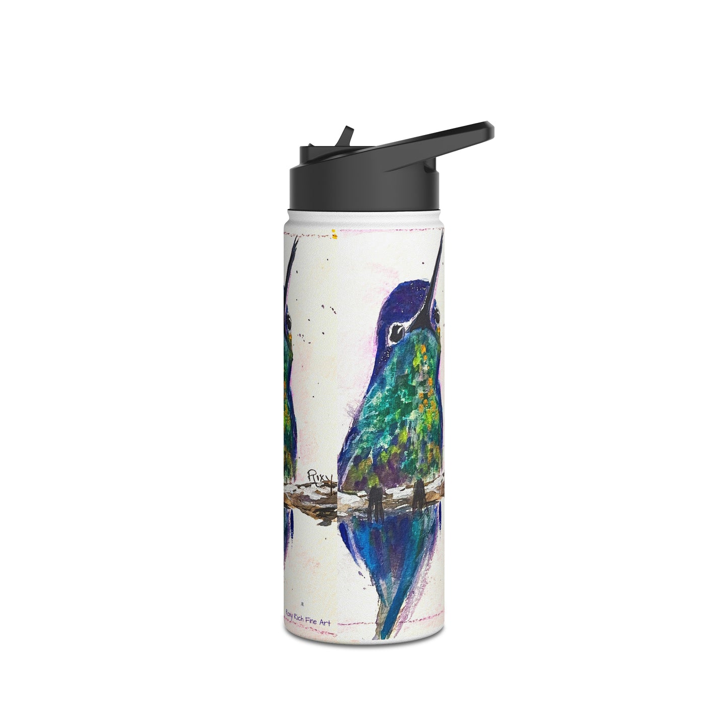 Buff Bellied Hummingbird Stainless Steel Water Bottle, Standard Lid