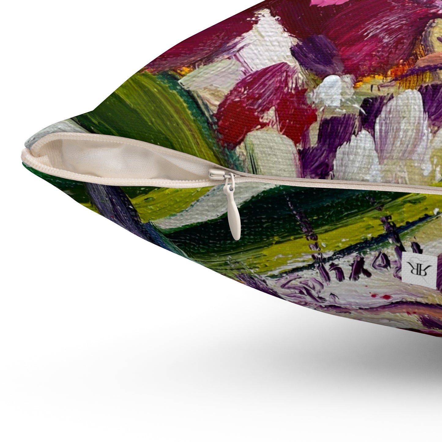 Indoor Spun Polyester Square Pillow-Fleeting Beauty-Hummingbird with Oleander