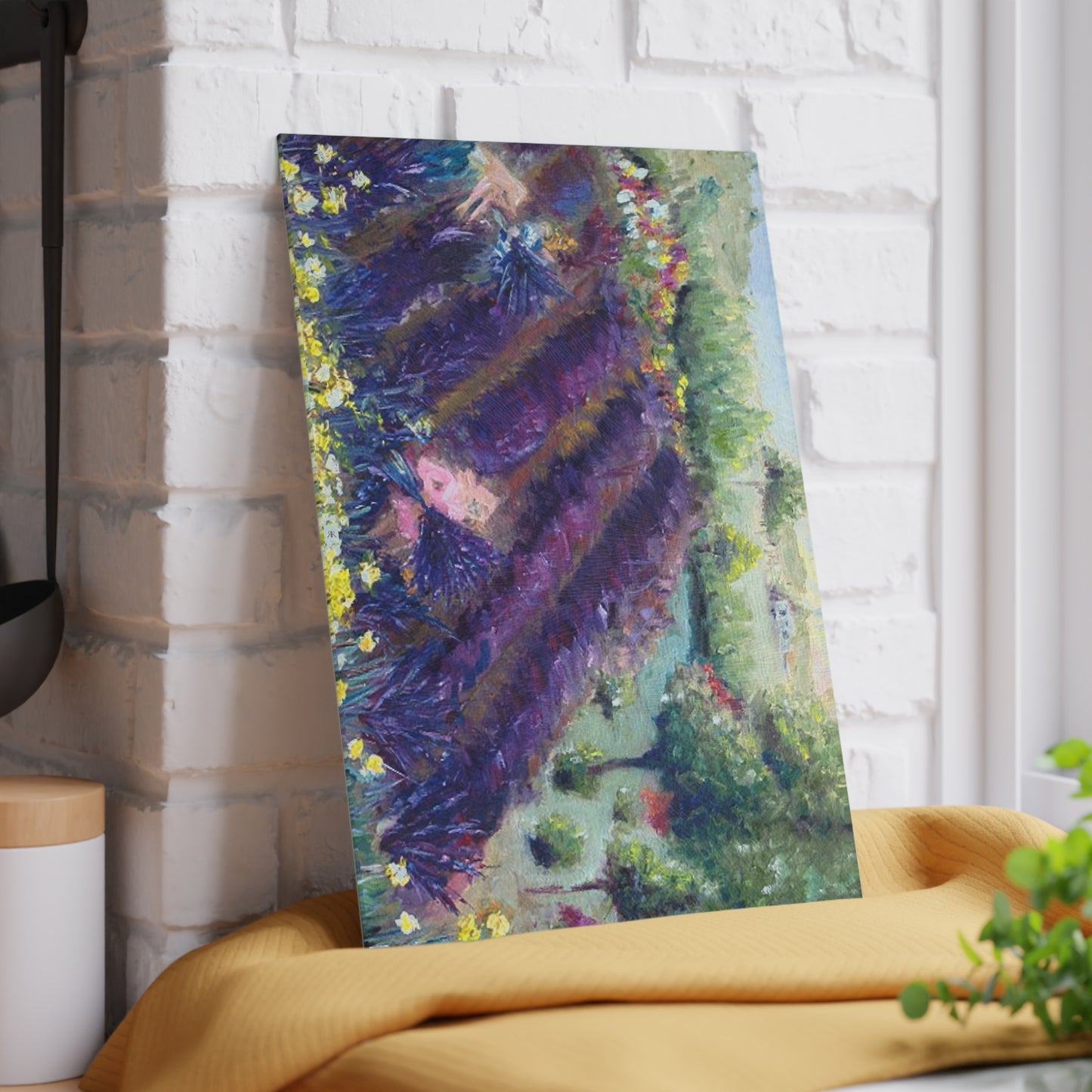 Planche à découper en verre lavande de Provence