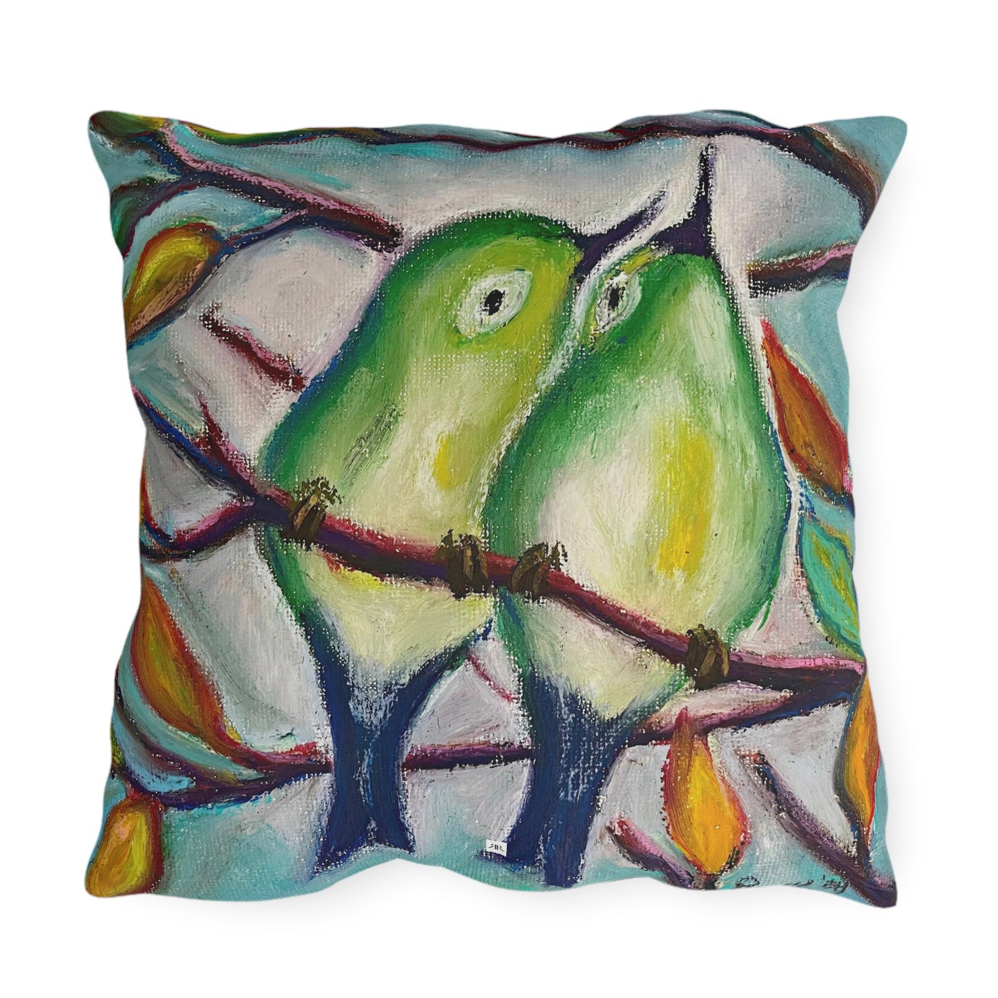 Cuddling Warblers Outdoor Pillows