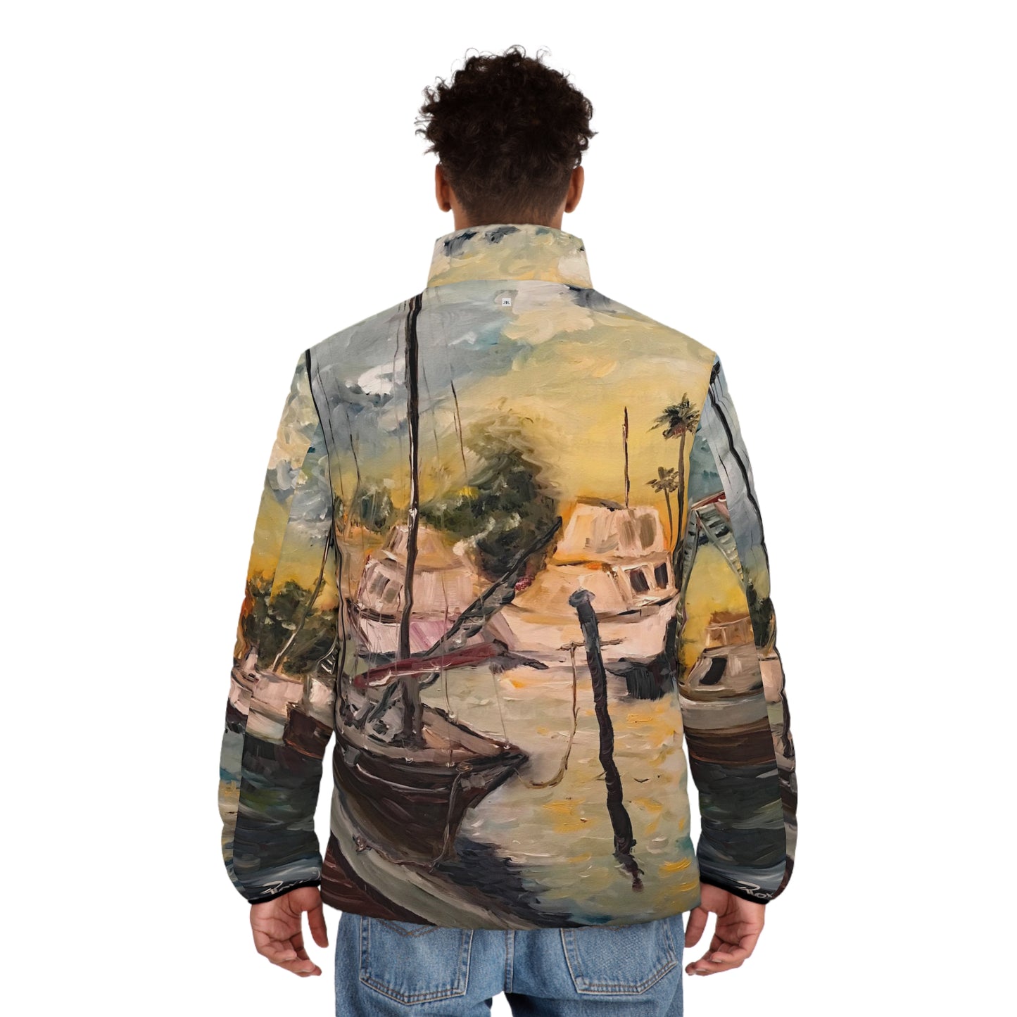 Men's Puffer Jacket - Roxy Rich Art, Unique Bright Colors-Jeanne's Harbor