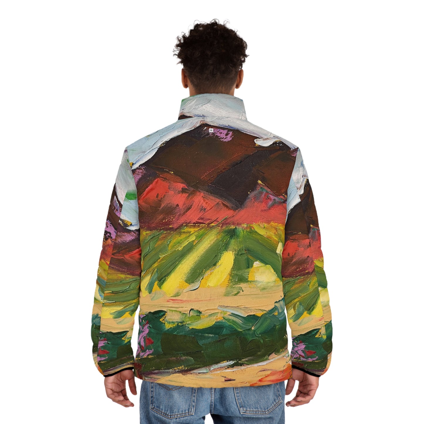 Men's Puffer Jacket - Roxy Rich Art, Unique Bright Colors-Mountain View at Chapin