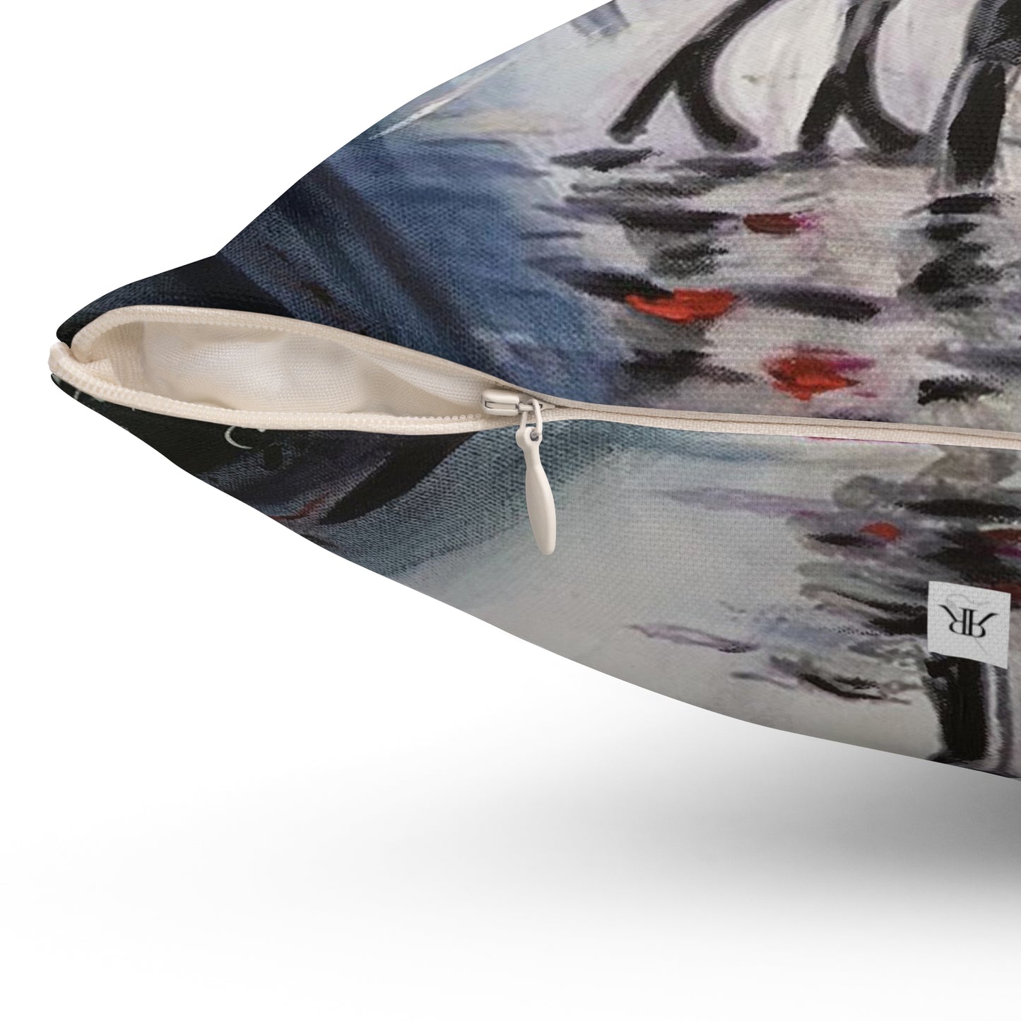 Walking in the Rain (Romantic Couple) Indoor Spun Polyester Square Pillow