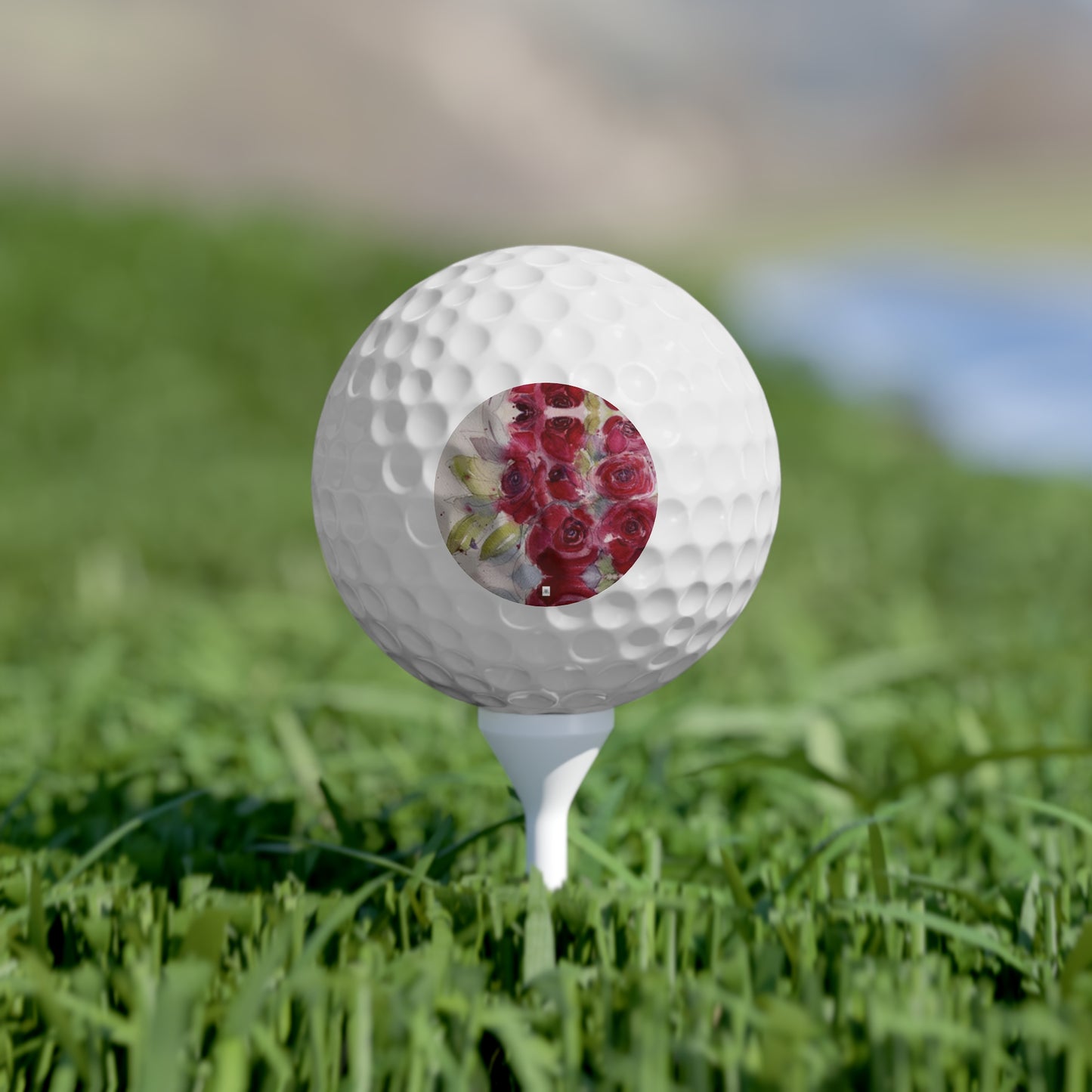 Golf Balls, 6pcs- Red Roses