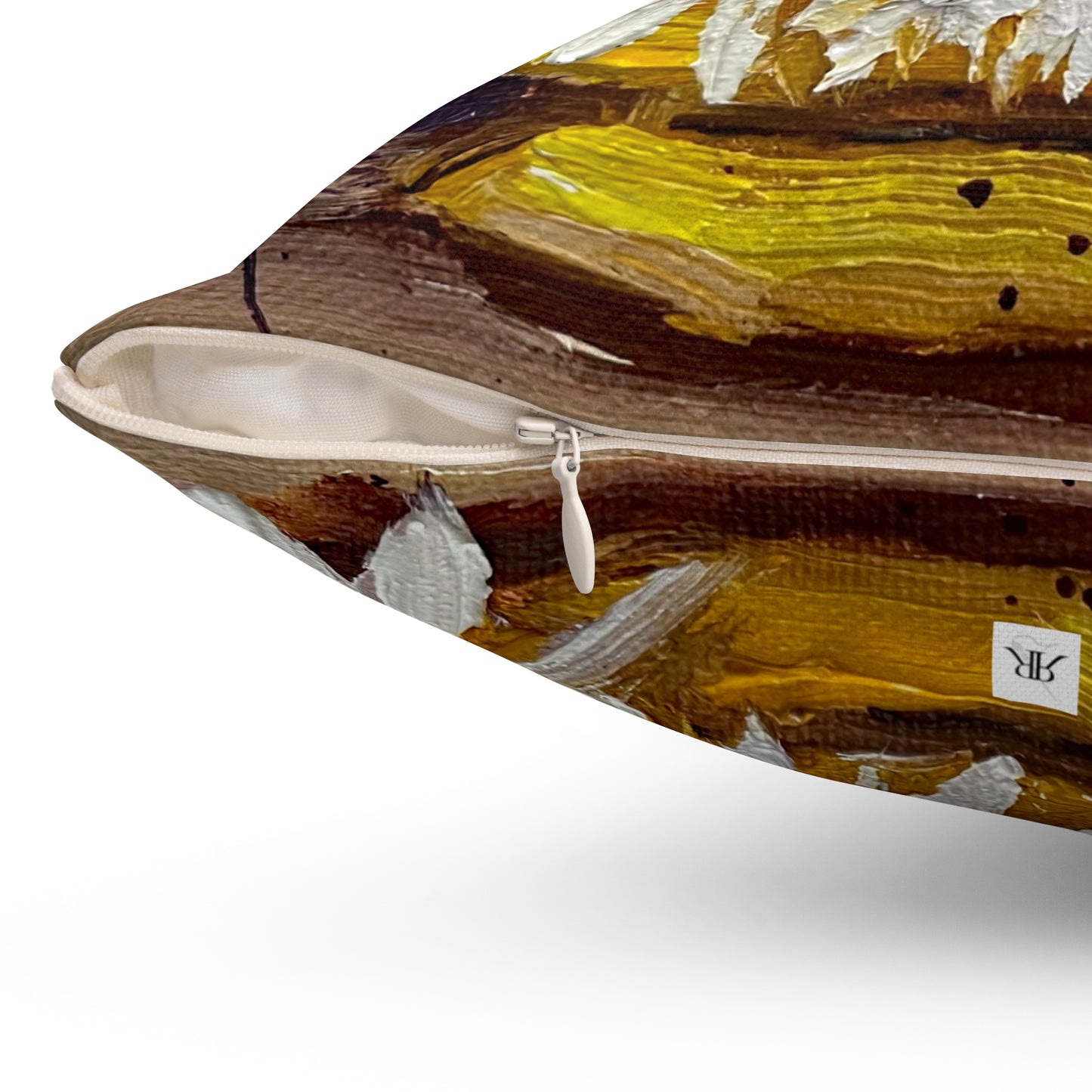 Indoor Spun Polyester Square Pillow-Vase of Daisies