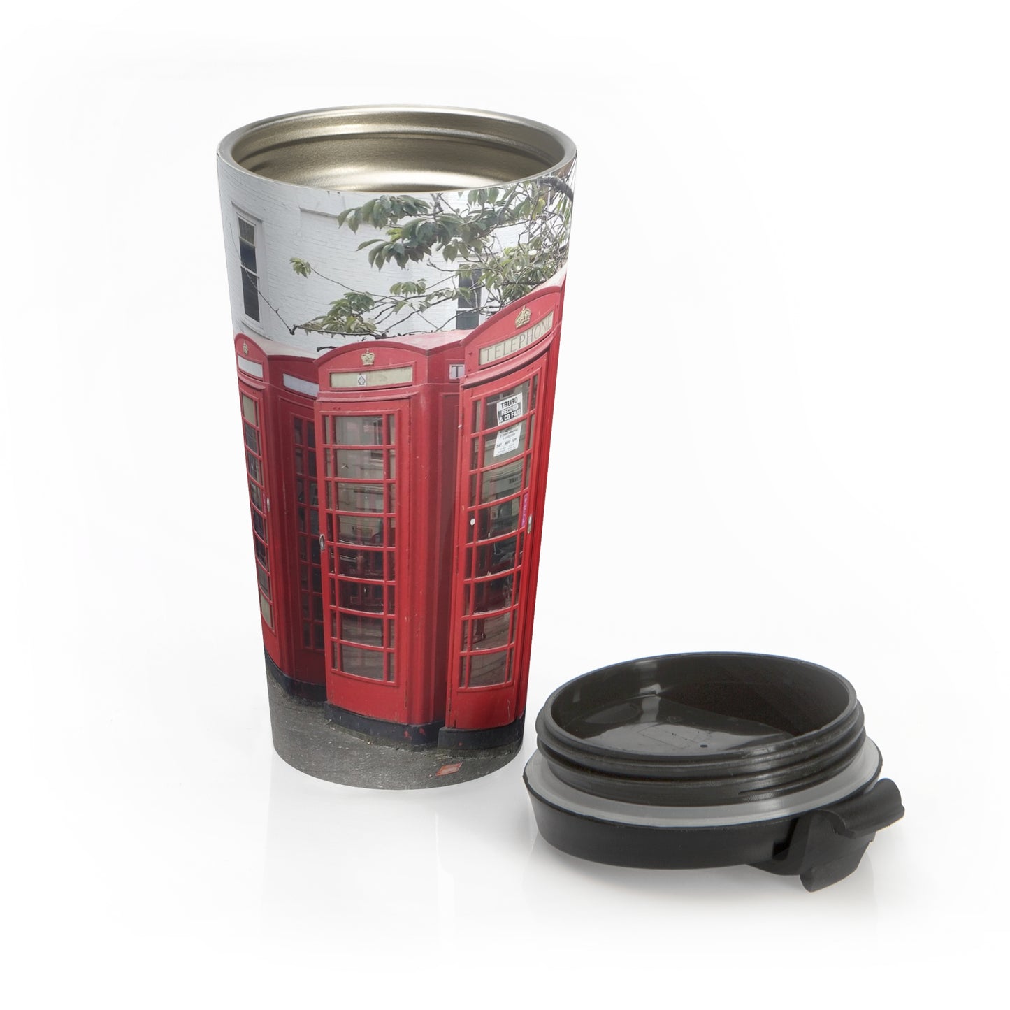 Cabines téléphoniques britanniques Mug de voyage en acier inoxydable