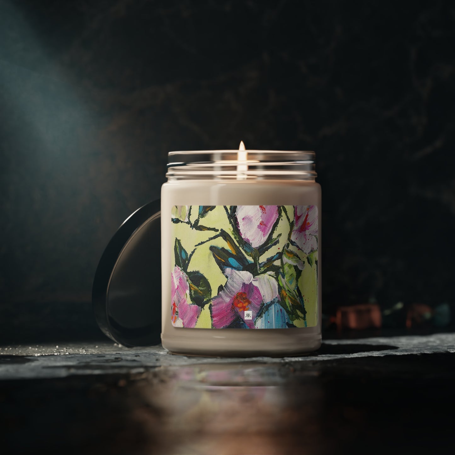 Pink Gardenias in a Blue Vase (Choose from 5 Scents-50 hour burn time) Scented Soy Candle, 9oz