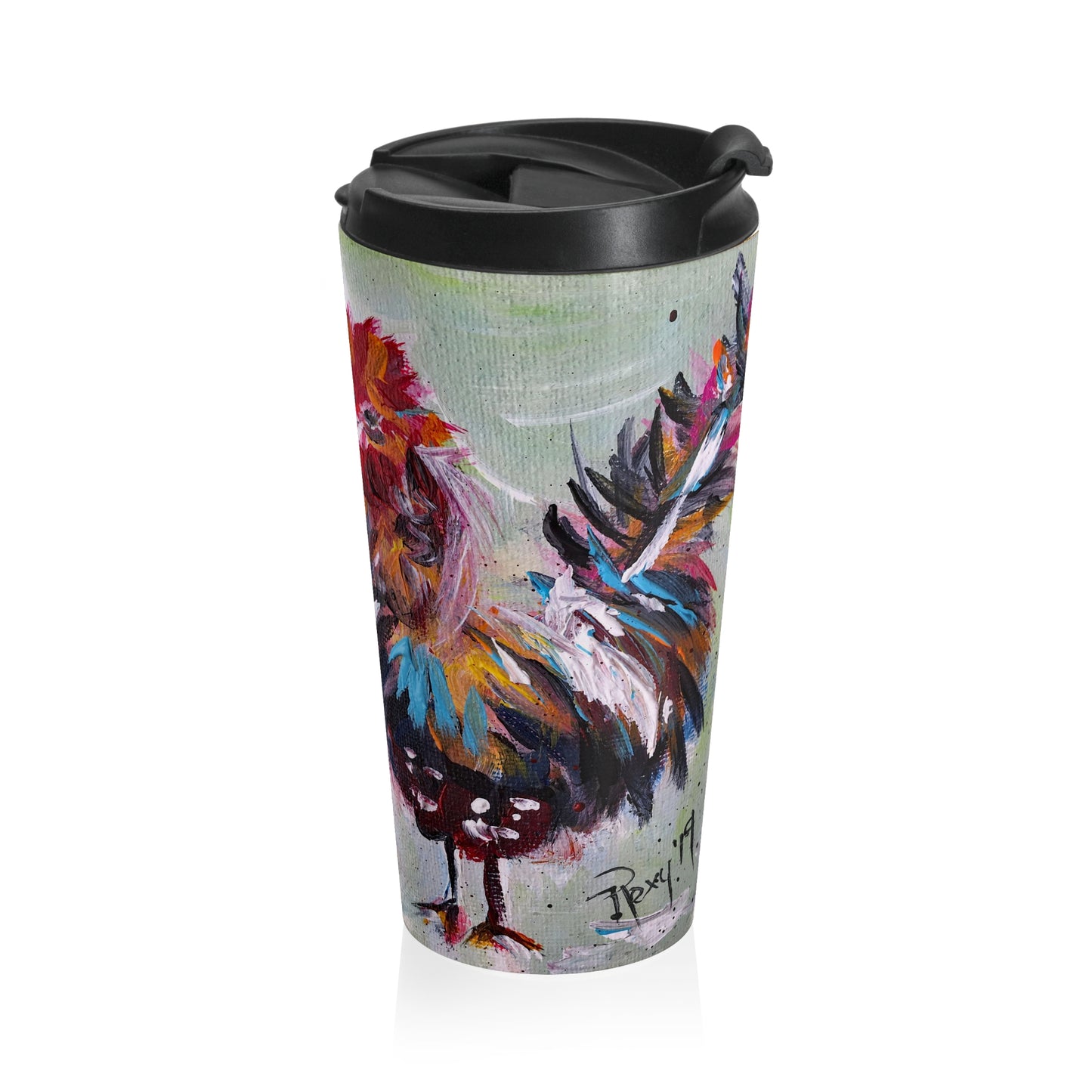 No Talkie before Coffee! Fluffy Rooster Stainless Steel Travel Mug