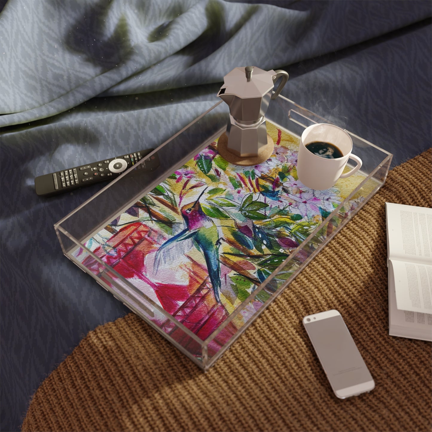 Acrylic Tray -Rectangle- Hummingbird by the Jasmine