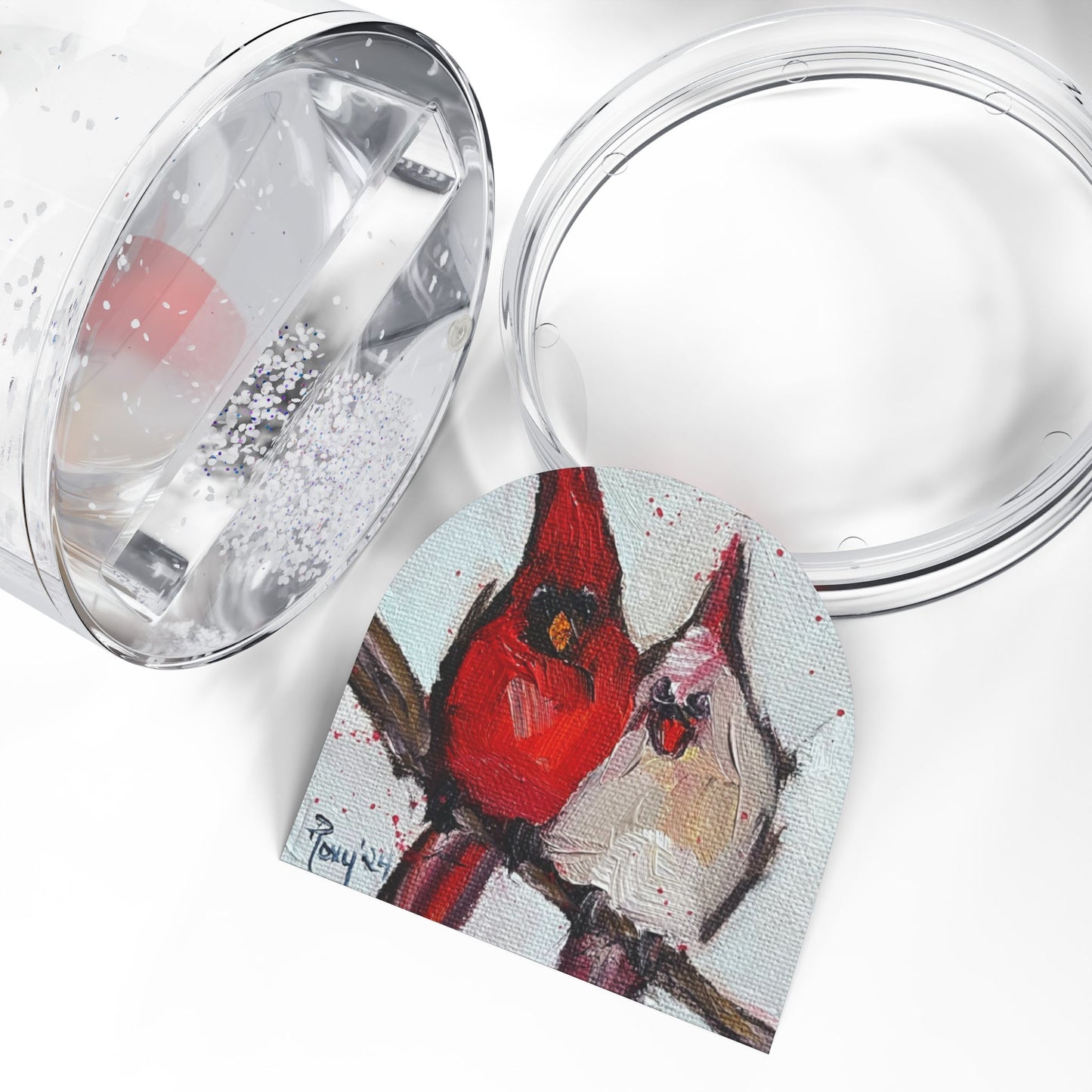 Snow Globe - Male and Female Cardinal Couple